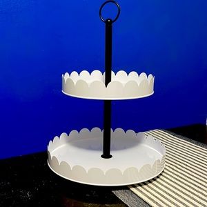 White and black 2 tier Tray/ Serve